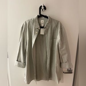 H&M Long Sleeve Button Down Regular Fit Large Gray New w/ Tags